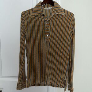 Vintage Andhurst Big collar Disco Cowboy Rockabilly Velour Stripe Retro Shirt M